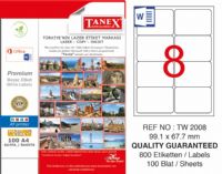 Tanex TW-2008 Laser Etiket ( 99,1* 67,7 mm ) 100 Sayfa