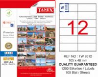 Tanex TW-2612 Laser Etiket ( 105*48 mm ) 100 Sayfa