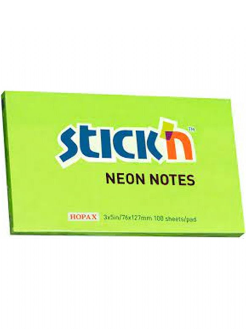 Hopax Stickn Yapkanl Not Kad 76x127 mm Neon Yeil 100 yp