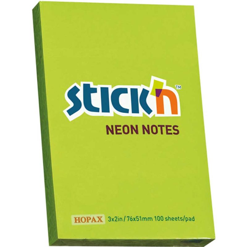 Hopax Stckn Yapkanl Not Kad 76x51 Fosforlu Yeil 100 YP